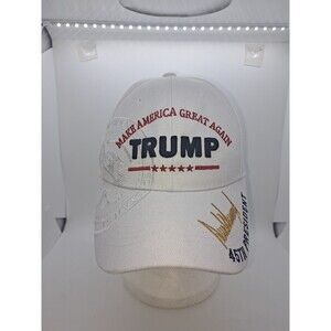 Trump Hat Kipa Baseball Cap Men's One Size White 45th President 58th